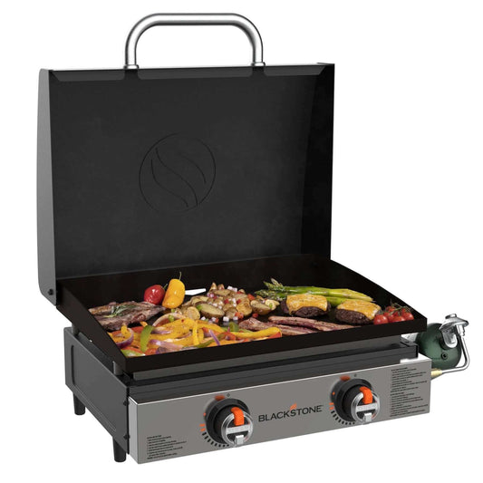 Blackstone 22” ParilaGrilli kannella - tehokas ja monipuolinen pöytägrilli ulkoruoanlaittoon, varustettu 7,03kW:n teholla.